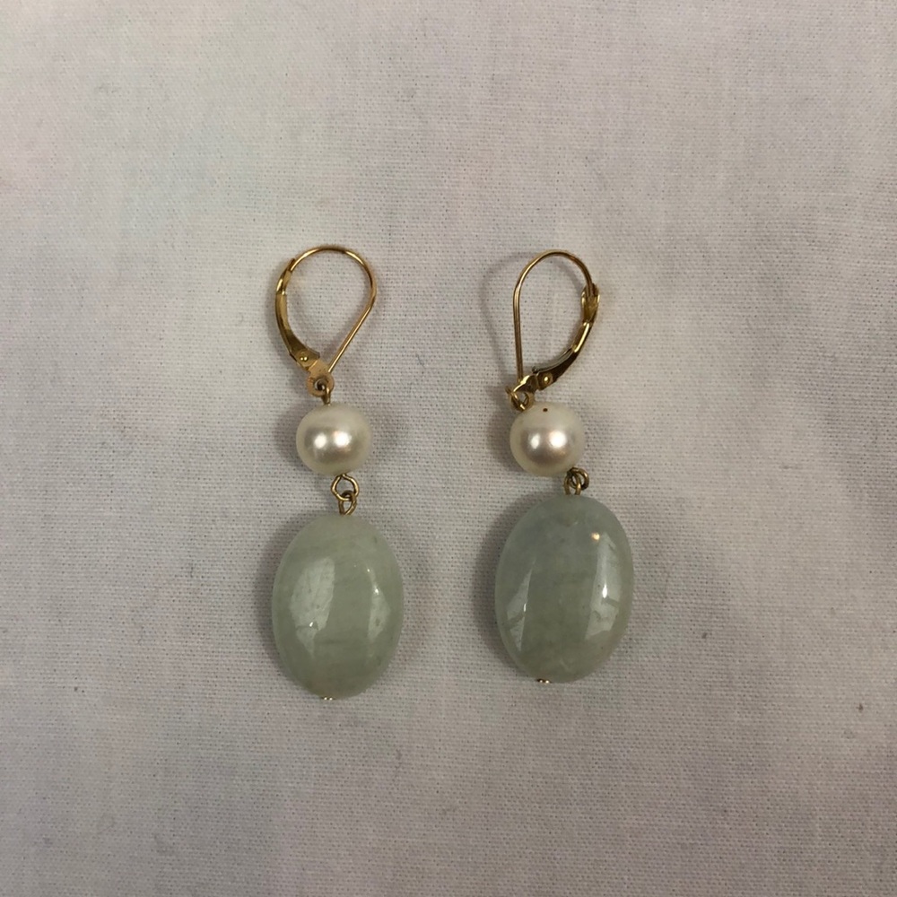 Aquamarine and Pearl Earings